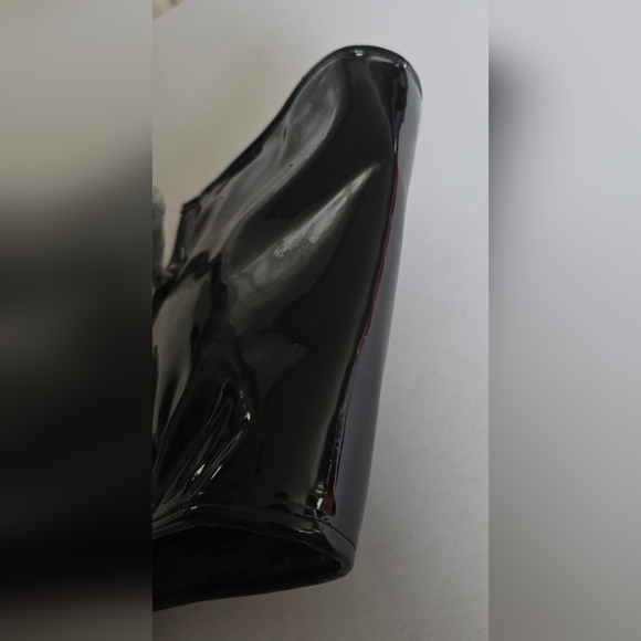 Neiman Marcus VINTAGE Purse Black Patent Vinyl Lucite Double Handle Tote Bag - Picture 5 of 11